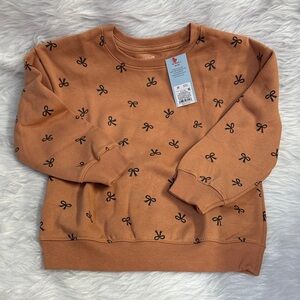 Cat & Jack Brown Sweater with Black Bow Pattern